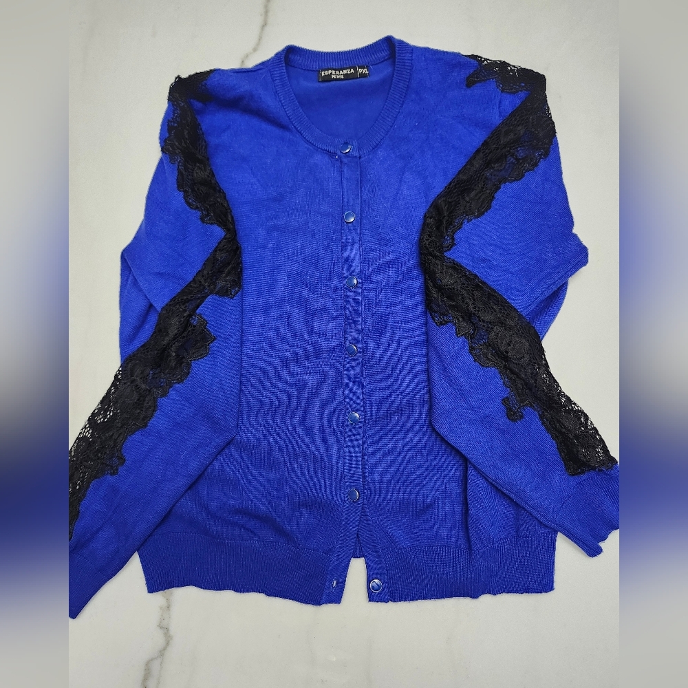 Blue Lace Accent Women's Sweater